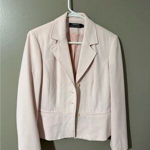 Tribal Pink Blazer with Notched Lapels and Cropped Fit